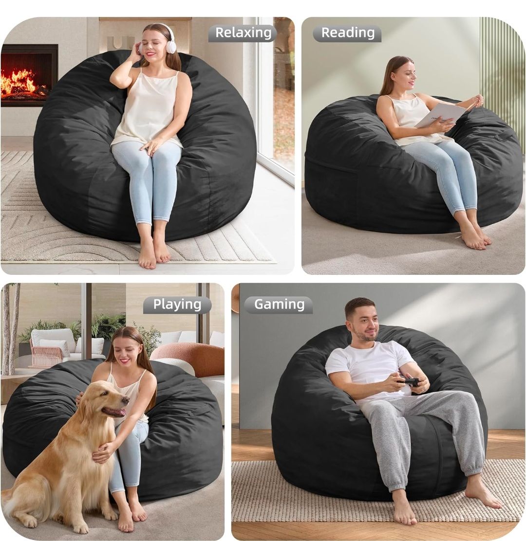 3FT Bean Bag Chair Giant Bean Bag Chairs for Adults Large Bean Chairs with Removable Cover, Beanbag Chair with Filler, Adult Bean Bag Chairs for Living Room, Bedroom