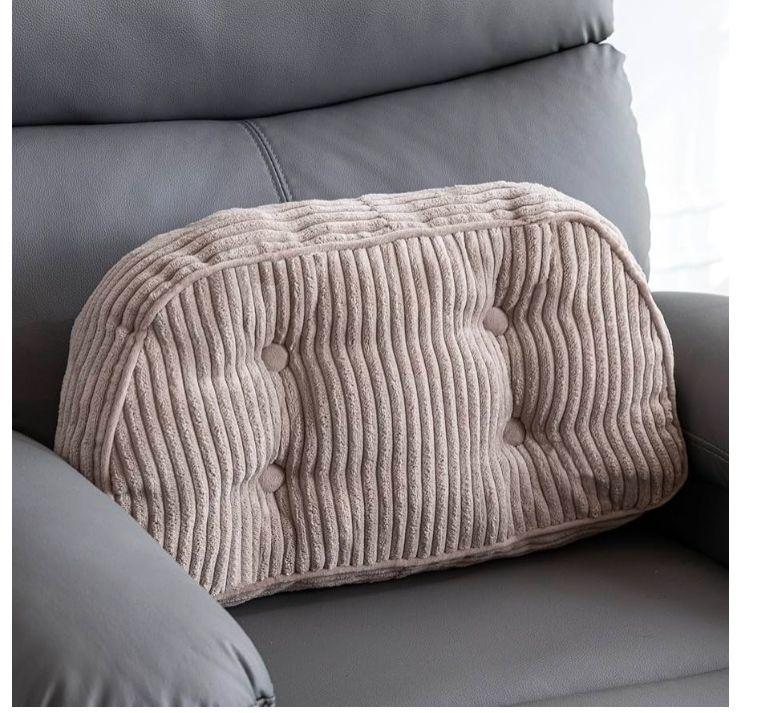 Lumbar Support Pillow for Recliner Chair/Accent Chair/Couch/Office Chair, Tufted Corduroy Back Support Cushion for Elderly, Recliner Cushions for Back Rest, Pain Relief, Reading