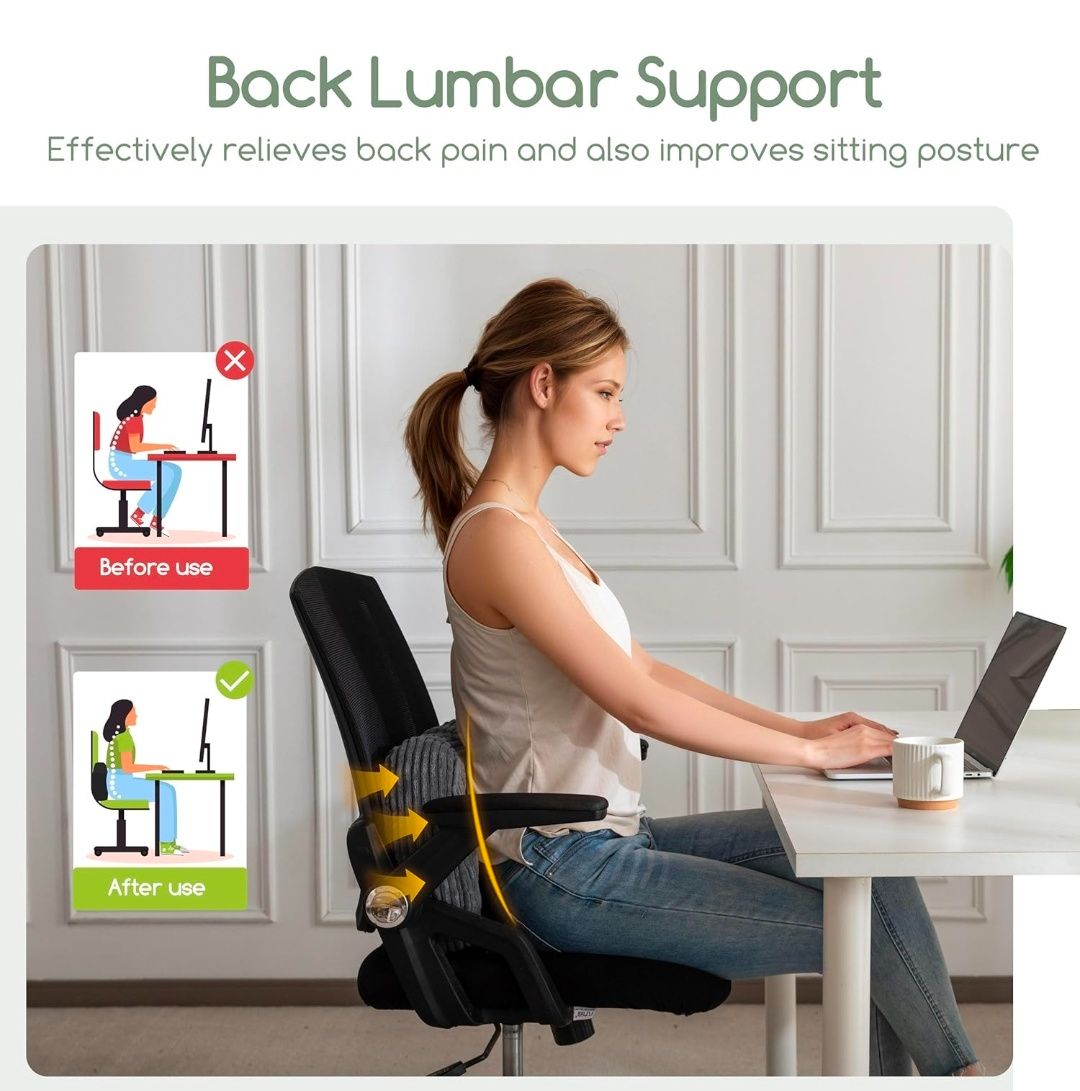 Lumbar Support Pillow for Recliner Chair/Accent Chair/Couch/Office Chair, Tufted Corduroy Back Support Cushion for Elderly, Recliner Cushions for Back Rest, Pain Relief, Reading