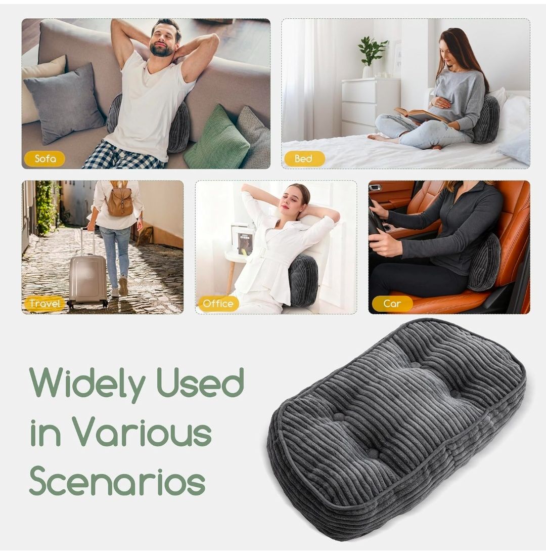 Lumbar Support Pillow for Recliner Chair/Accent Chair/Couch/Office Chair, Tufted Corduroy Back Support Cushion for Elderly, Recliner Cushions for Back Rest, Pain Relief, Reading