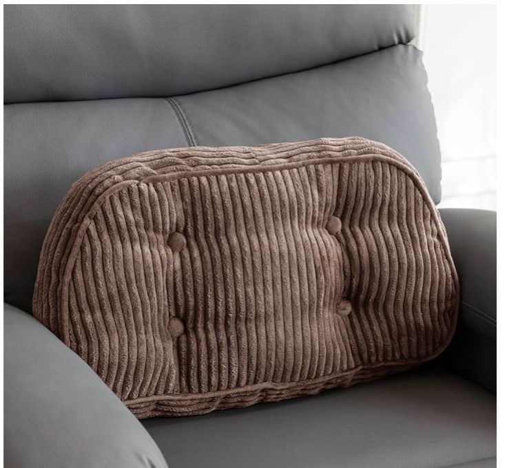Lumbar Support Pillow for Recliner Chair/Accent Chair/Couch/Office Chair, Tufted Corduroy Back Support Cushion for Elderly, Recliner Cushions for Back Rest, Pain Relief, Reading