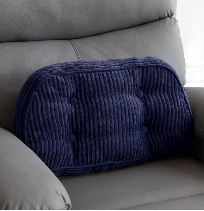 Lumbar Support Pillow for Recliner Chair/Accent Chair/Couch/Office Chair, Tufted Corduroy Back Support Cushion for Elderly, Recliner Cushions for Back Rest, Pain Relief, Reading
