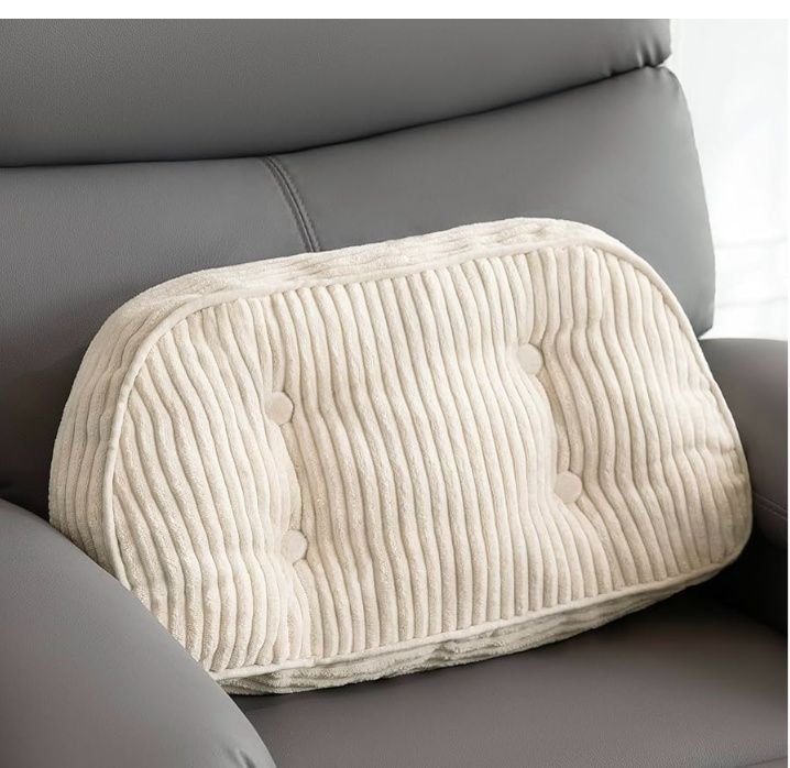 Lumbar Support Pillow for Recliner Chair/Accent Chair/Couch/Office Chair, Tufted Corduroy Back Support Cushion for Elderly, Recliner Cushions for Back Rest, Pain Relief, Reading