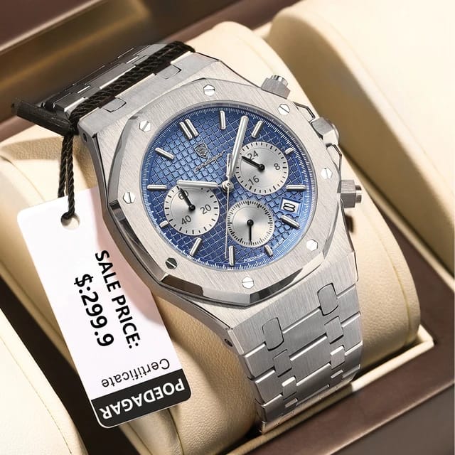 LIMITED Edition POEDAGAR 2025 Luxury Chronograph | Superior High Quality Men Quartz Stainless Steel Band Multifunctional New Designer Sport, Luminous Hands Fashion, Semi-Automatic Antique