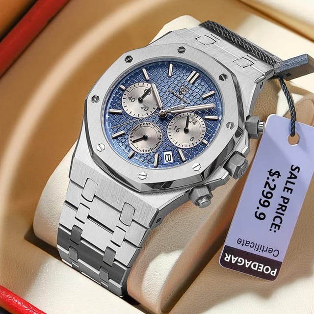 LIMITED Edition POEDAGAR 2025 Luxury Chronograph | Superior High Quality Men Quartz Stainless Steel Band Multifunctional New Designer Sport, Luminous Hands Fashion, Semi-Automatic Antique