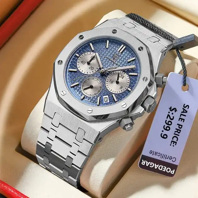 LIMITED Edition POEDAGAR 2025 Luxury Chronograph | Superior High Quality Men Quartz Stainless Steel Band Multifunctional New Designer Sport, Luminous Hands Fashion, Semi-Automatic Antique