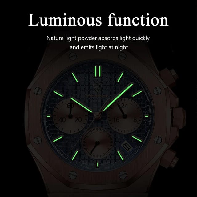 LIMITED Edition POEDAGAR 2025 Luxury Chronograph | Superior High Quality Men Quartz Stainless Steel Band Multifunctional New Designer Sport, Luminous Hands Fashion, Semi-Automatic Antique