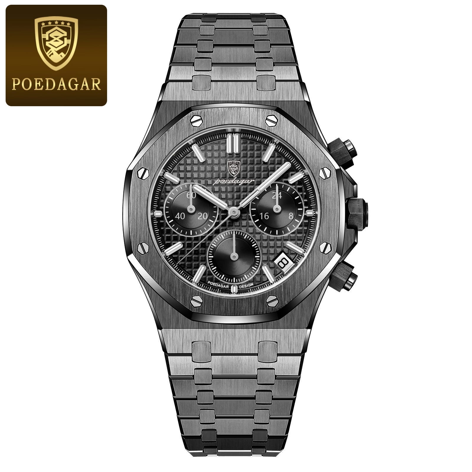 LIMITED Edition POEDAGAR 2025 Luxury Chronograph | Superior High Quality Men Quartz Stainless Steel Band Multifunctional New Designer Sport, Luminous Hands Fashion, Semi-Automatic Antique