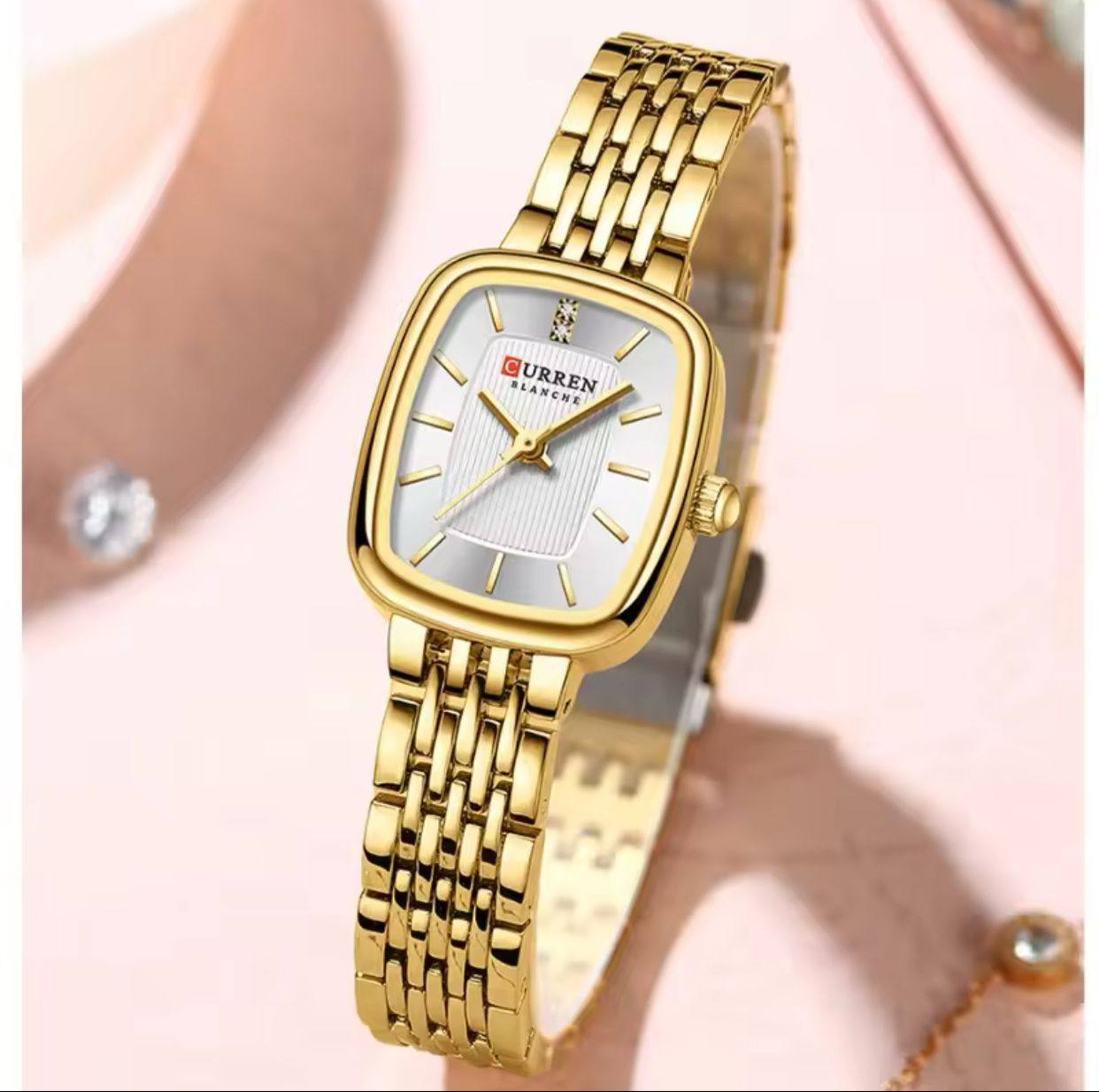 CURREN 9093 Luxury Square Womens Quartz Watches Casual Business Ladies Clock Relogio Feminino Women Beauty Leisure Sport Fashion Simple Waterproof Square Watches