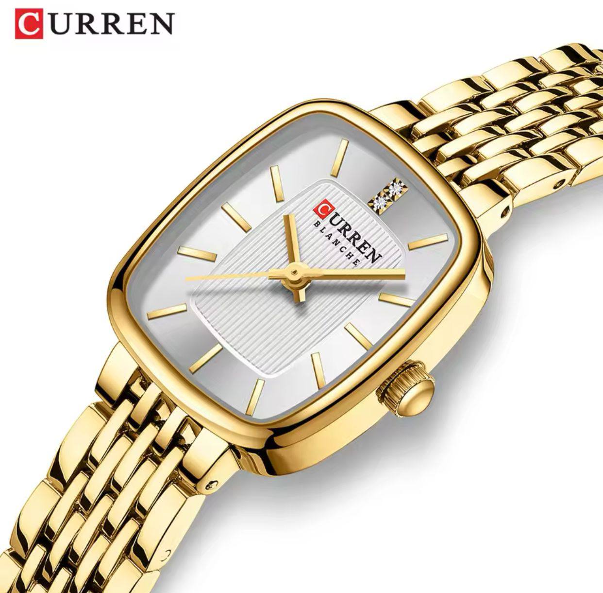CURREN 9093 Luxury Square Womens Quartz Watches Casual Business Ladies Clock Relogio Feminino Women Beauty Leisure Sport Fashion Simple Waterproof Square Watches
