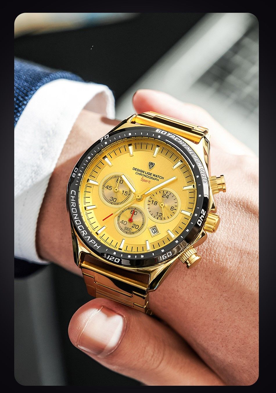 2025 LIGE 89730 Men's Fashion Business Luxury Sport Watch Wholesale Quartz Wristwatch High Quality 3ATM Waterproof Water resistant Luminous Hands Date Stainless Steel Band Watch