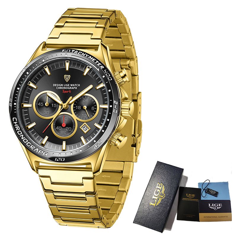2025 LIGE 89730 Men's Fashion Business Luxury Sport Watch Wholesale Quartz Wristwatch High Quality 3ATM Waterproof Water resistant Luminous Hands Date Stainless Steel Band Watch
