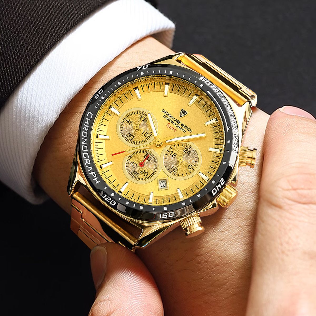 2025 LIGE 89730 Men's Fashion Business Luxury Sport Watch Wholesale Quartz Wristwatch High Quality 3ATM Waterproof Water resistant Luminous Hands Date Stainless Steel Band Watch