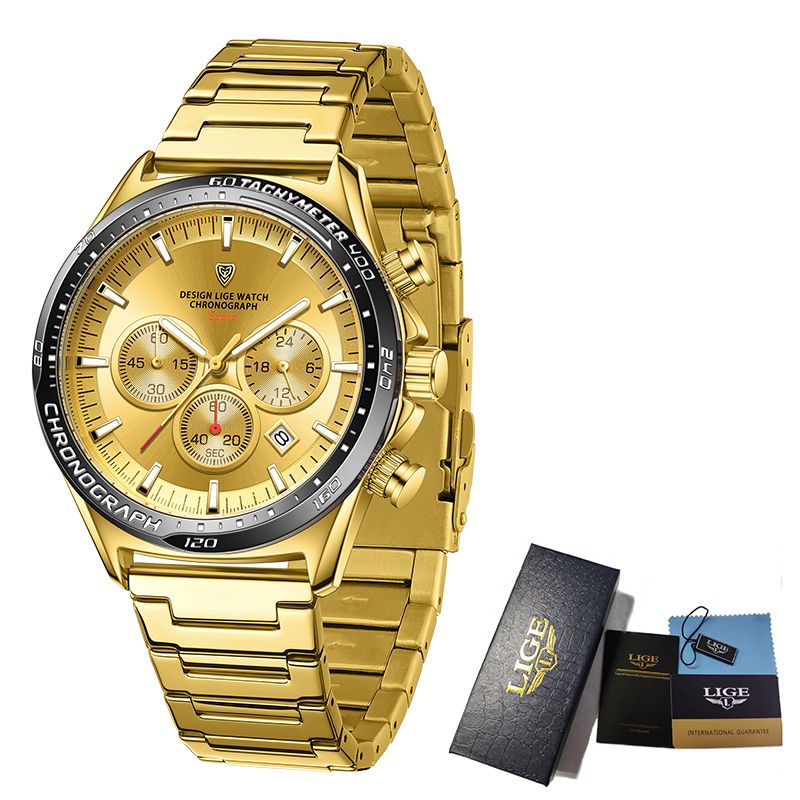 2025 LIGE 89730 Men's Fashion Business Luxury Sport Watch Wholesale Quartz Wristwatch High Quality 3ATM Waterproof Water resistant Luminous Hands Date Stainless Steel Band Watch