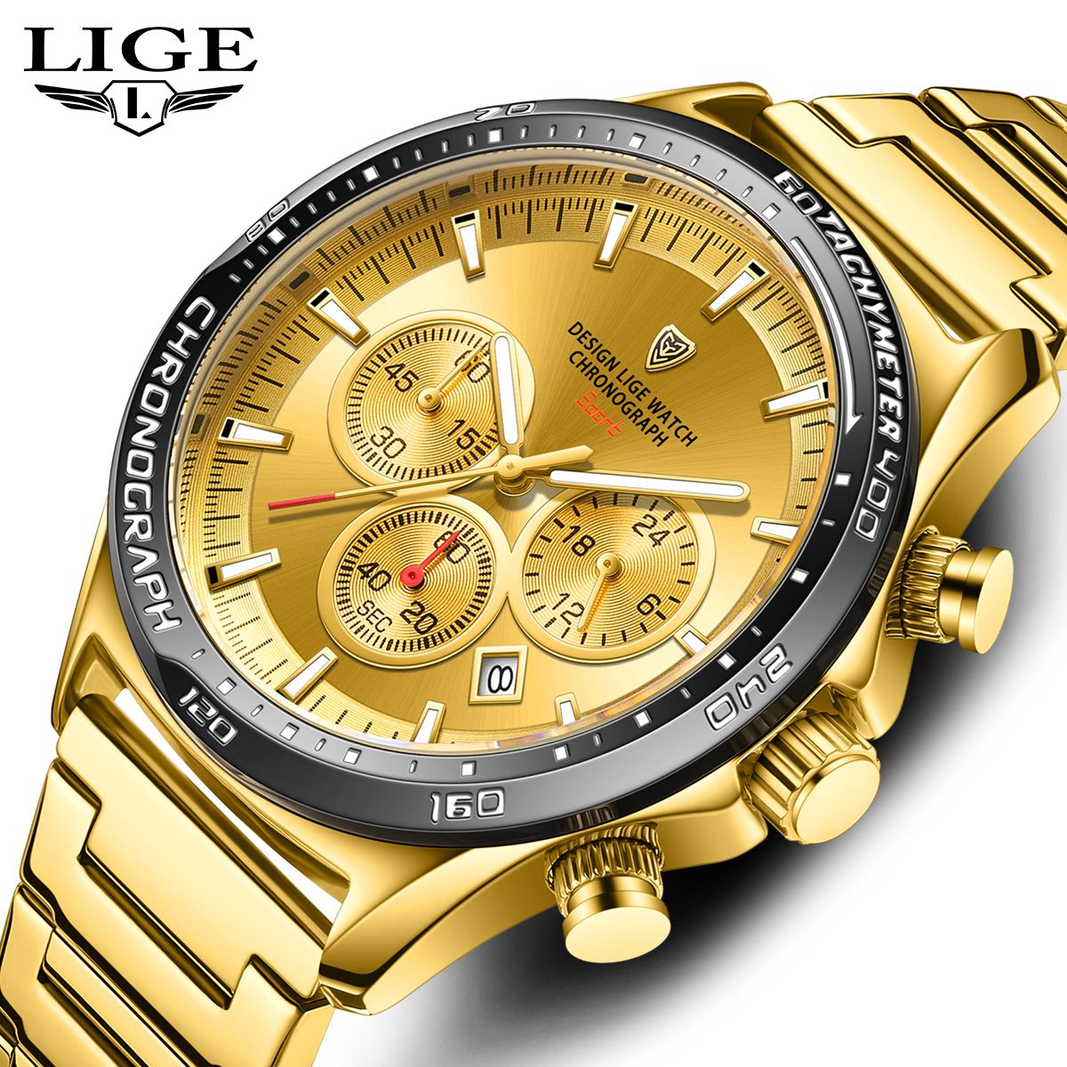 2025 LIGE 89730 Men's Fashion Business Luxury Sport Watch Wholesale Quartz Wristwatch High Quality 3ATM Waterproof Water resistant Luminous Hands Date Stainless Steel Band Watch