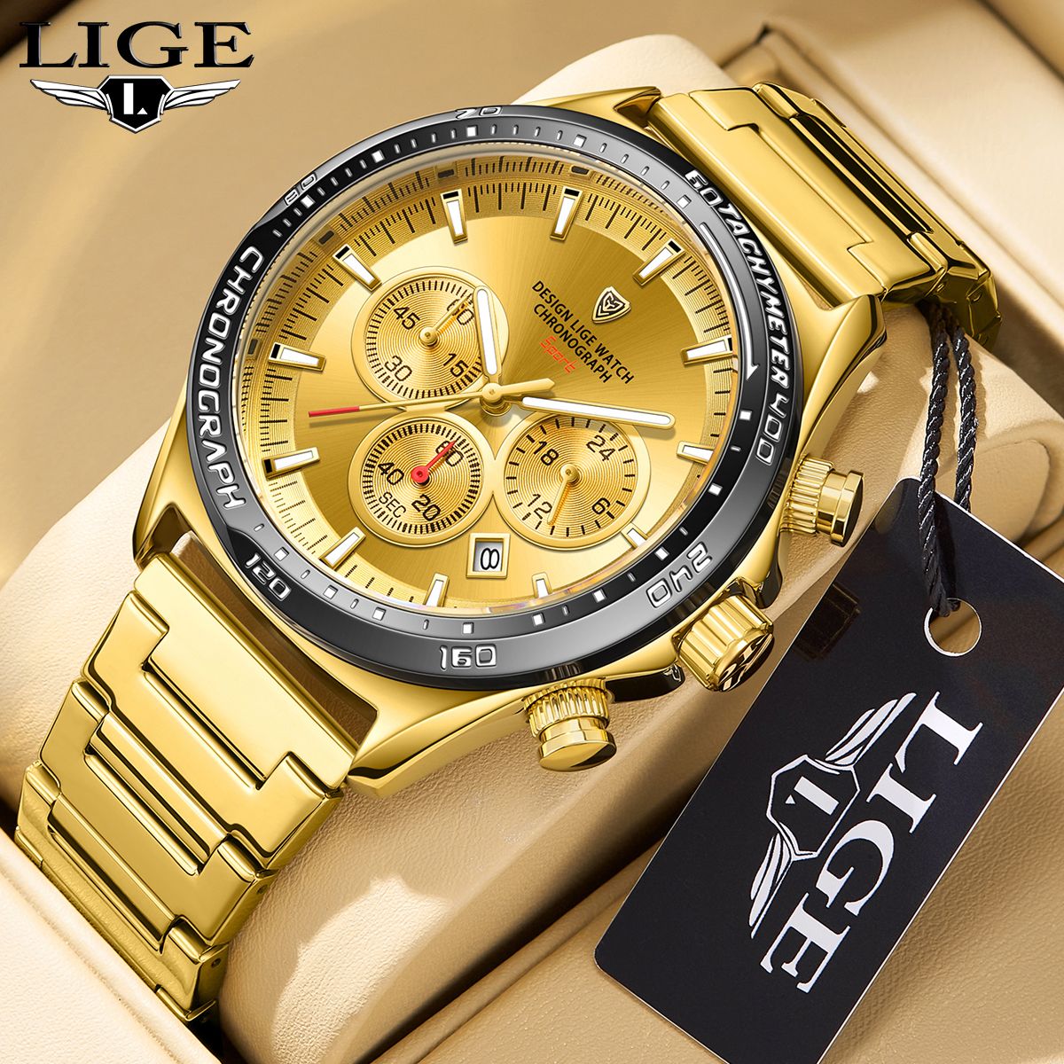 2025 LIGE 89730 Men's Fashion Business Luxury Sport Watch Wholesale Quartz Wristwatch High Quality 3ATM Waterproof Water resistant Luminous Hands Date Stainless Steel Band Watch