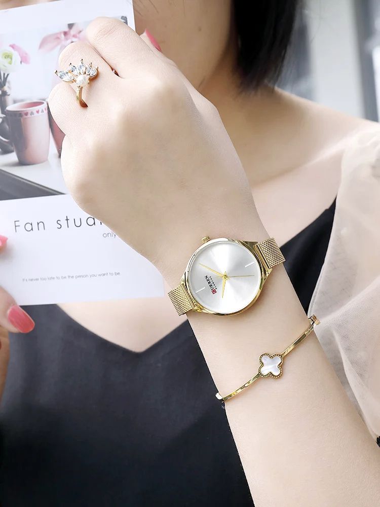 2025 Best-Selling Women’s CURREN Waterproof Quartz Watch Mesh Band Stainless Steel or Leather Strap, Thin, Stylish Dial Casual Fashion Leisure Sports Thoughtful Ladies Gift Simple yet Elegant