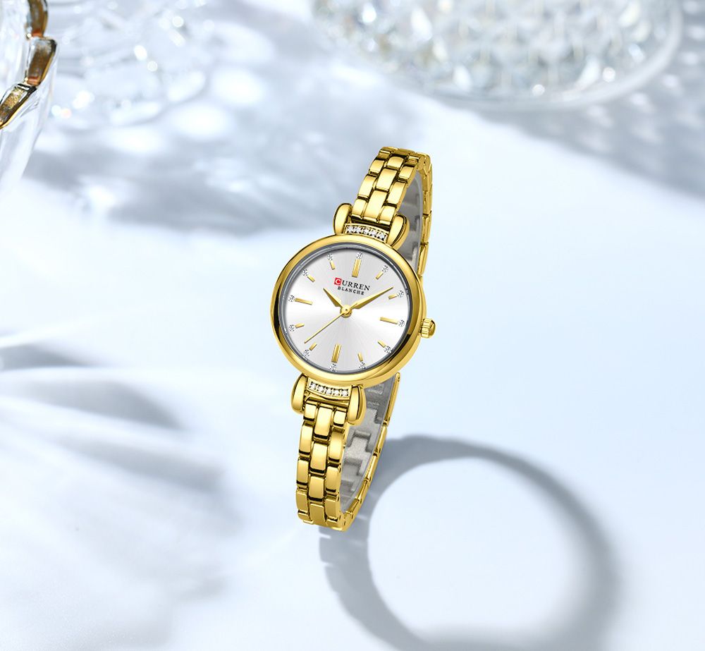 2025 CURREN Top Brand Elegant Dress Watch for Women Shining Rhinestones Gold Stainless Steel Bracelet and Diamond Design Waterproof and Exquisite Fashionable Quartz Wristwatch