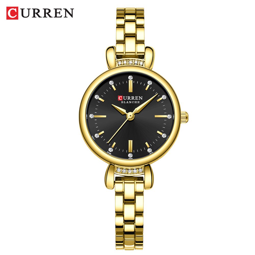 2025 CURREN Top Brand Elegant Dress Watch for Women Shining Rhinestones Gold Stainless Steel Bracelet and Diamond Design Waterproof and Exquisite Fashionable Quartz Wristwatch