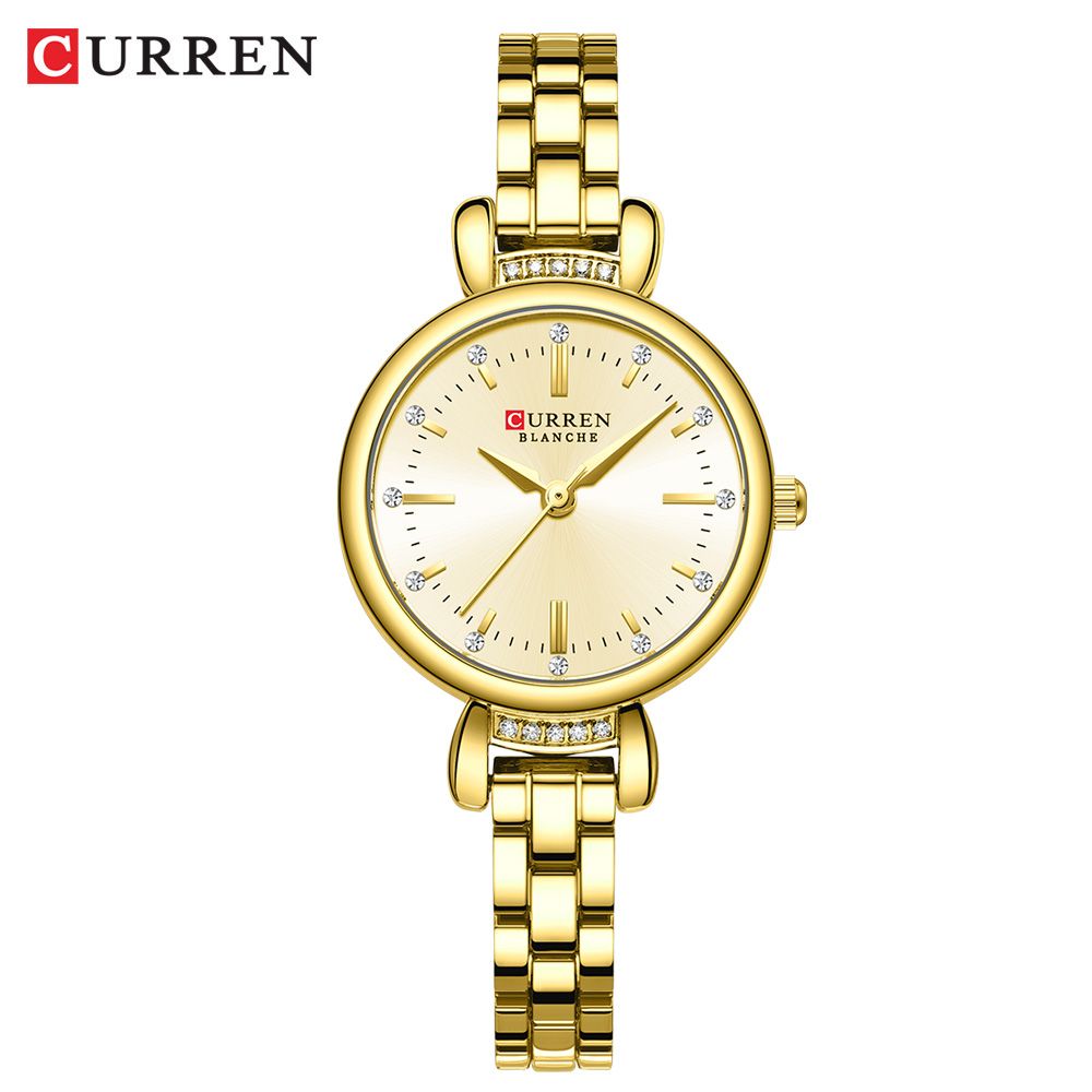 2025 CURREN Top Brand Elegant Dress Watch for Women Shining Rhinestones Gold Stainless Steel Bracelet and Diamond Design Waterproof and Exquisite Fashionable Quartz Wristwatch
