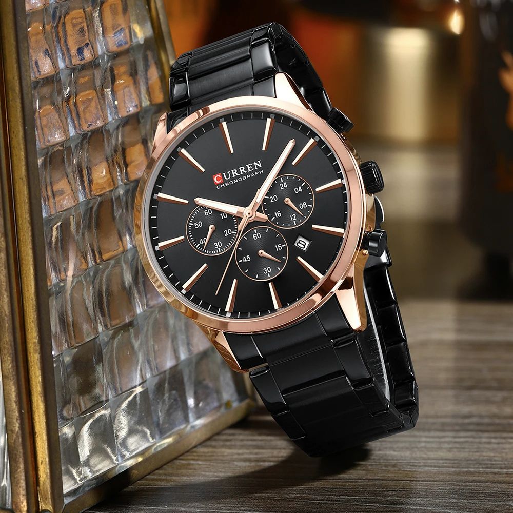 Top Brand 2025 CURREN Classic Business Luxury Men's Quartz Watch with Silver and Blue Accents Luminous Chronograph, Calendar, and Waterproof Functionality Ideal for Casual or Sports Wear