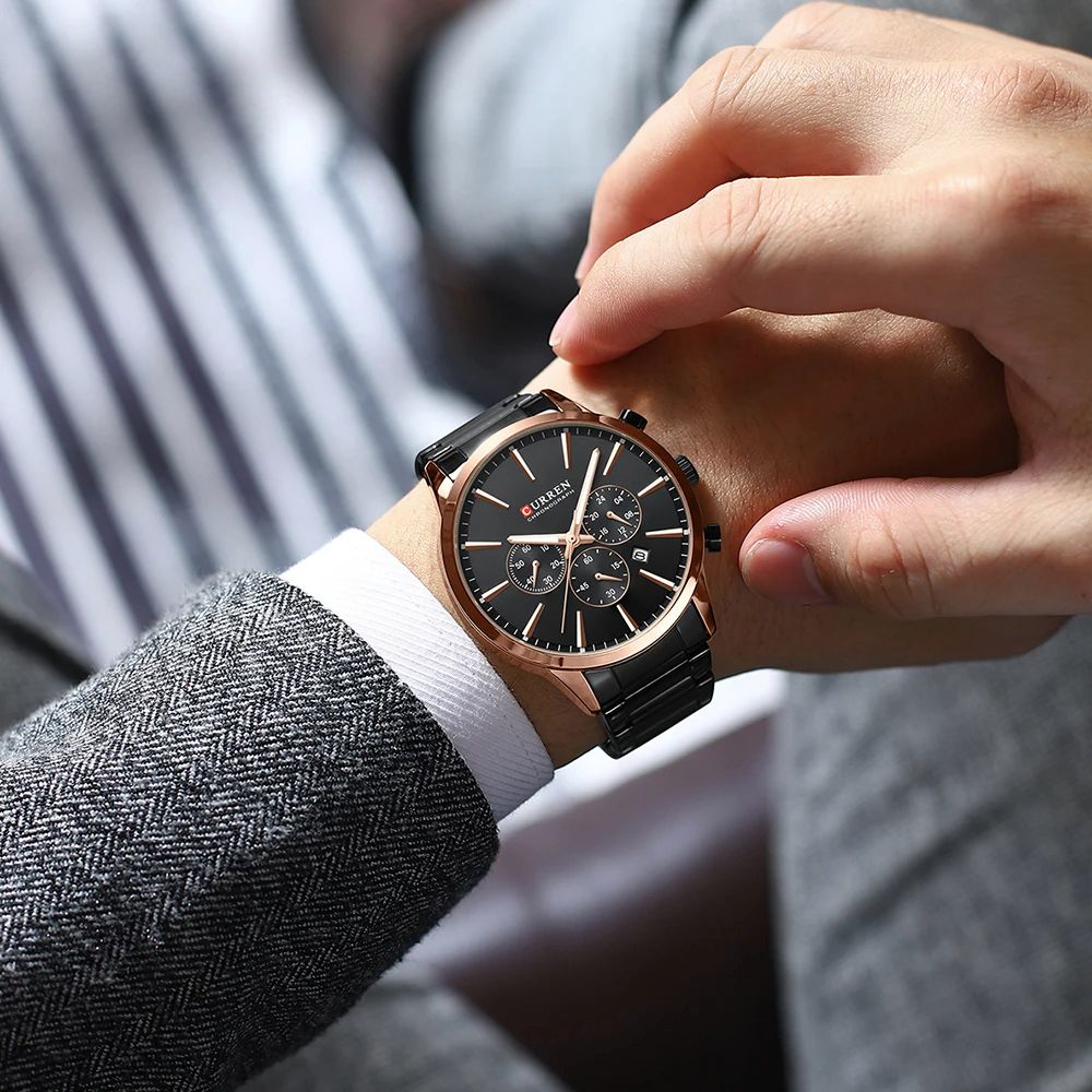 Top Brand 2025 CURREN Classic Business Luxury Men's Quartz Watch with Silver and Blue Accents Luminous Chronograph, Calendar, and Waterproof Functionality Ideal for Casual or Sports Wear
