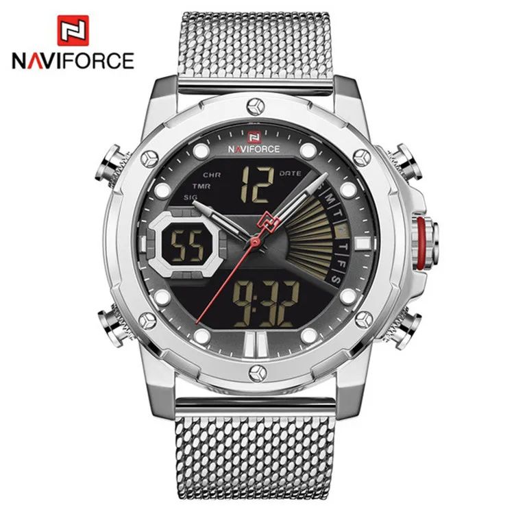 ORIGINAL 2025 NAVIFORCE Military Sports Luxury Watch – Dual Quartz Digital Stainless Steel or Mesh Steel Band Stylish Gold Finish Top-Brand Timepiece Casual Sport Army-Inspired Fashion