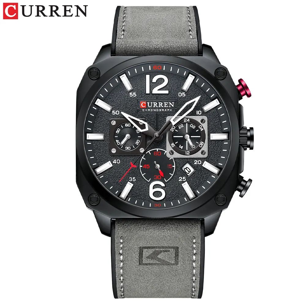 CURREN 8398 Fashion | Casual Luxury Brand for Modern Man Fashionable Leather Strap Quartz Movement Multi-Chronograph Functional Arab Numeral Markers