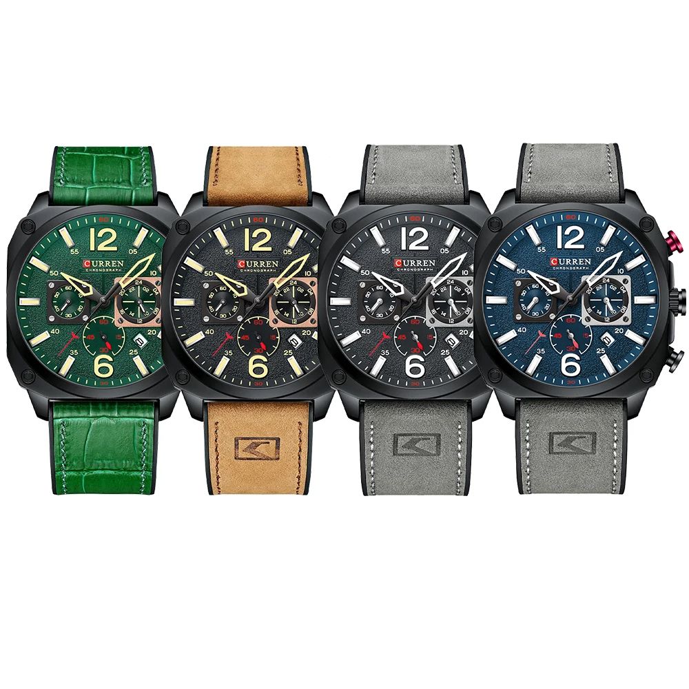 CURREN 8398 Fashion | Casual Luxury Brand for Modern Man Fashionable Leather Strap Quartz Movement Multi-Chronograph Functional Arab Numeral Markers