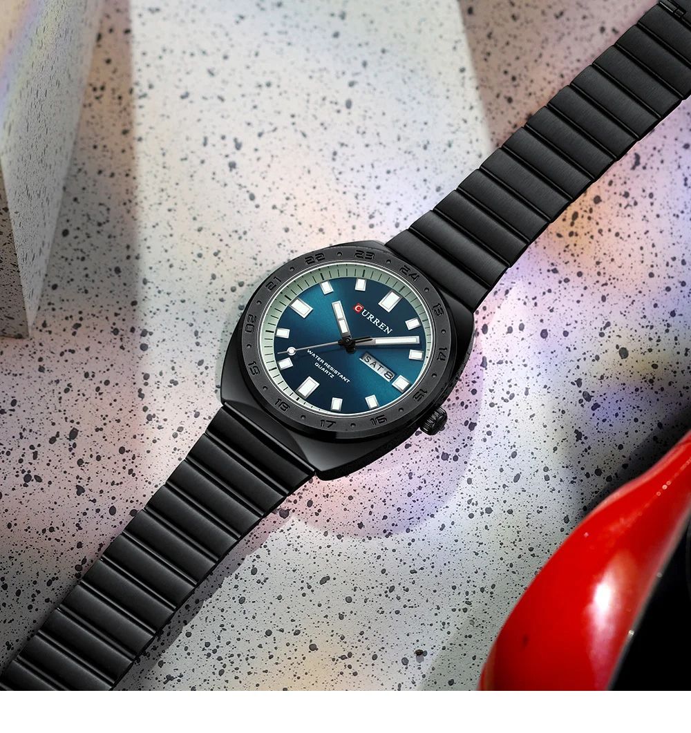 High Quality CURREN 8473 | Brand Luxury Business Fashion Elegant Stainless Steel Strap Complete Luminous Dual Calendar Multiple Time Zone Hollow Out Small Three Needle Clock