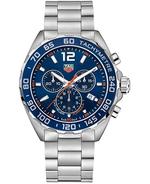 Premium Swiss Clock 0842 | Timeless Testament Icon To Racing Heritage Innovation + Swiss Automatic Movement Premium Craftmanship Refined Aesthetics Blue Bezel Luminous Hands & Sub-dials