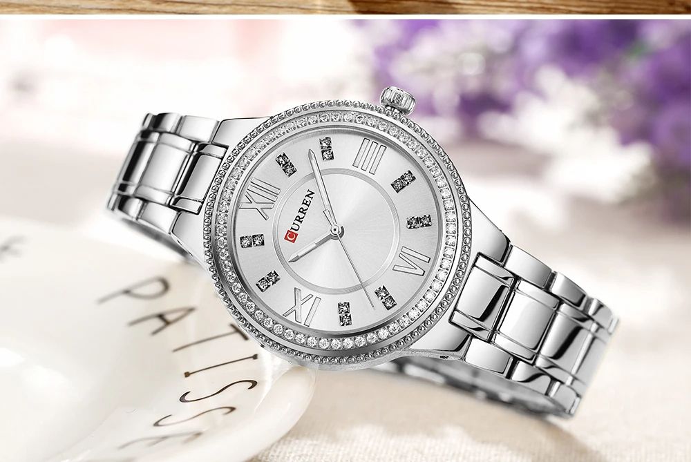 CURREN New Model | Women Original Luxury Crystal Elegant Bracelet Stainless Steel Watch + Unique Luminous Day/Date Chronograph Fashion Luxury Business