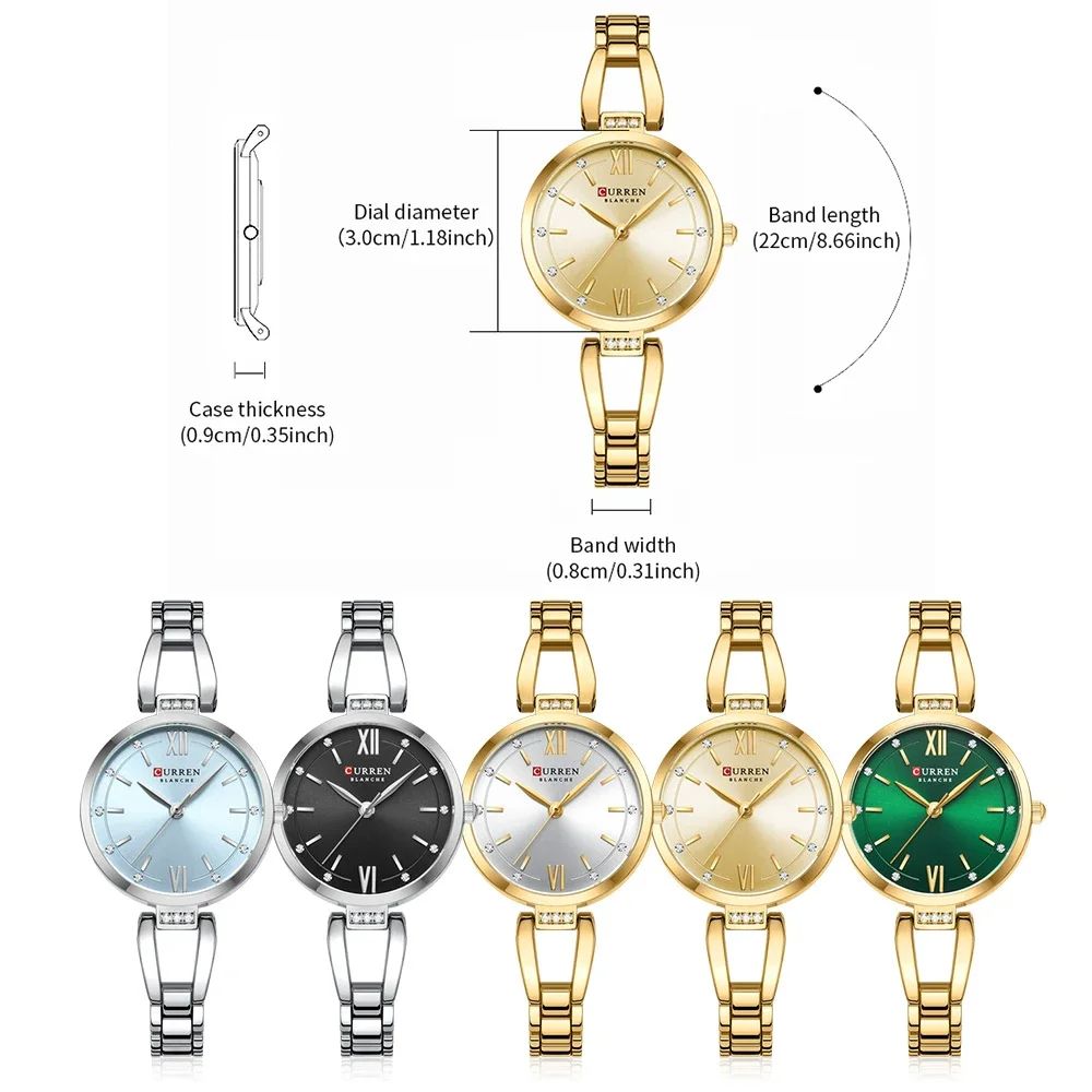 Lady CURREN 2025 | CHARM Luxury Brand Elegant Fashion Gold Wrist Clock Stainless steel Waterproof Original Quartz Wristwatch Modern Japanese Minimalist Vintage Luxe