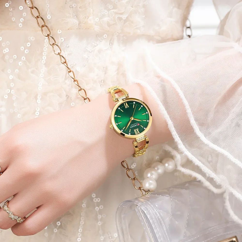 Lady CURREN 2025 | CHARM Luxury Brand Elegant Fashion Gold Wrist Clock Stainless steel Waterproof Original Quartz Wristwatch Modern Japanese Minimalist Vintage Luxe