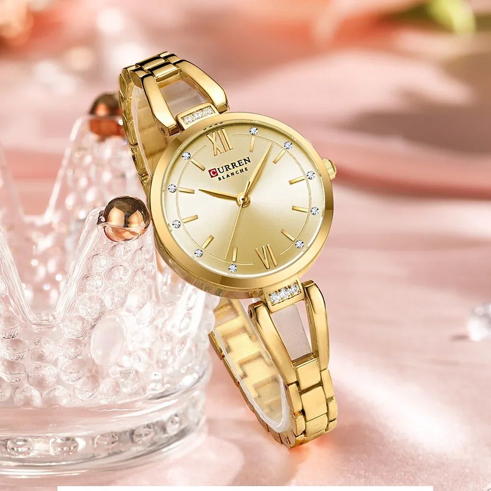 Lady CURREN 2025 | CHARM Luxury Brand Elegant Fashion Gold Wrist Clock Stainless steel Waterproof Original Quartz Wristwatch Modern Japanese Minimalist Vintage Luxe
