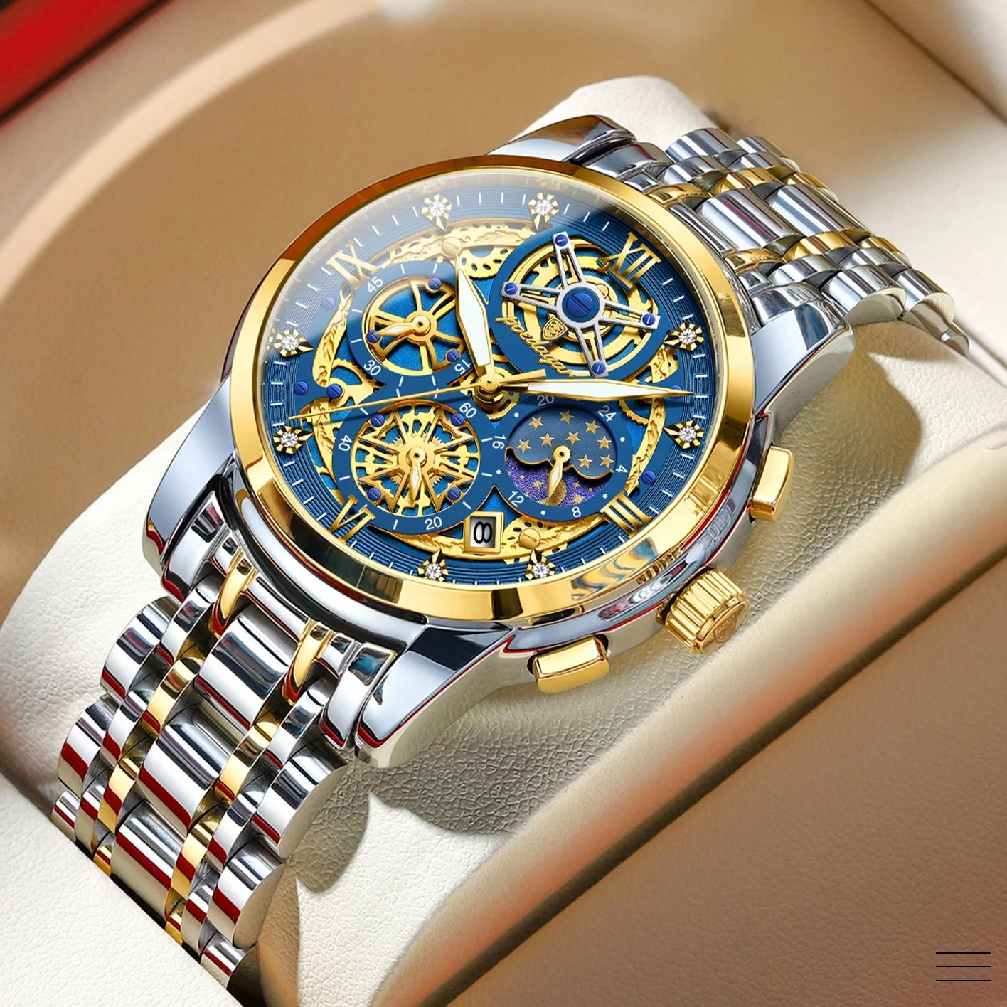Calendar POEDAGAR-984 Clock Watch | New Arrivals High Quality Business Stainless Steel Strap Luminous Chronograph Luminous Hands with Push Button Hidden Clasp DIVER