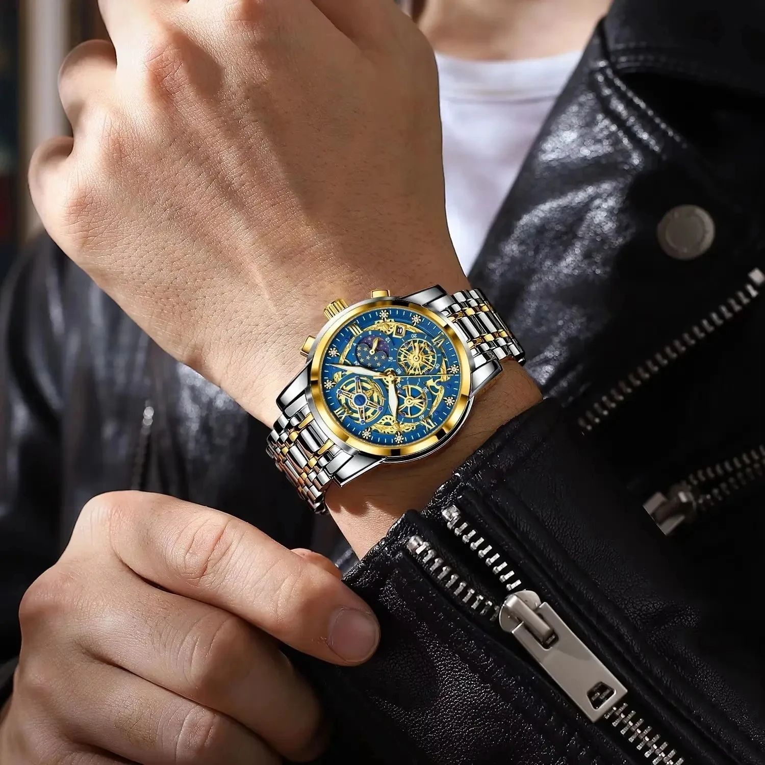 Calendar POEDAGAR-984 Clock Watch | New Arrivals High Quality Business Stainless Steel Strap Luminous Chronograph Luminous Hands with Push Button Hidden Clasp DIVER
