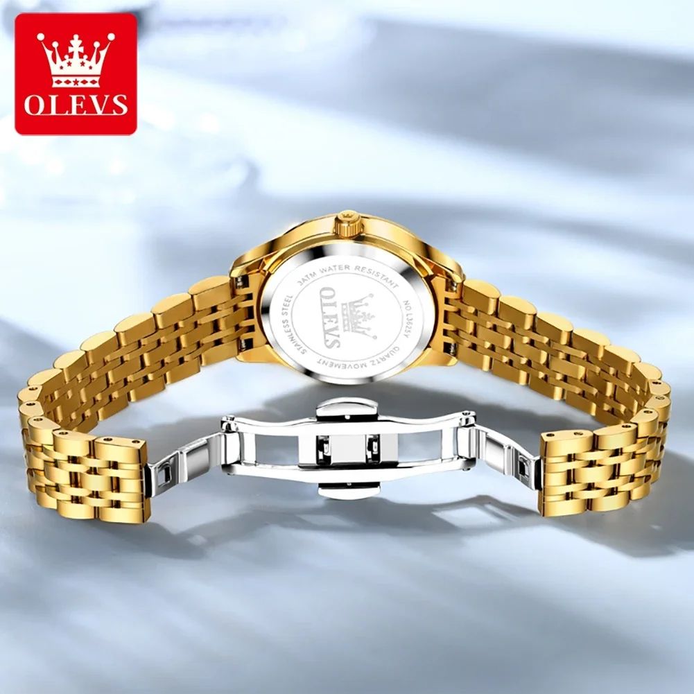 Original OLEVS 3625 Clock | New Brand Hand Clock Luxury Diamond Lap Calendar + Stainless Steel Band Shock Resistant Water Resistant Luminous Hands