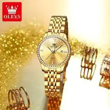Original OLEVS 3625 Clock | New Brand Hand Clock Luxury Diamond Lap Calendar + Stainless Steel Band Shock Resistant Water Resistant Luminous Hands