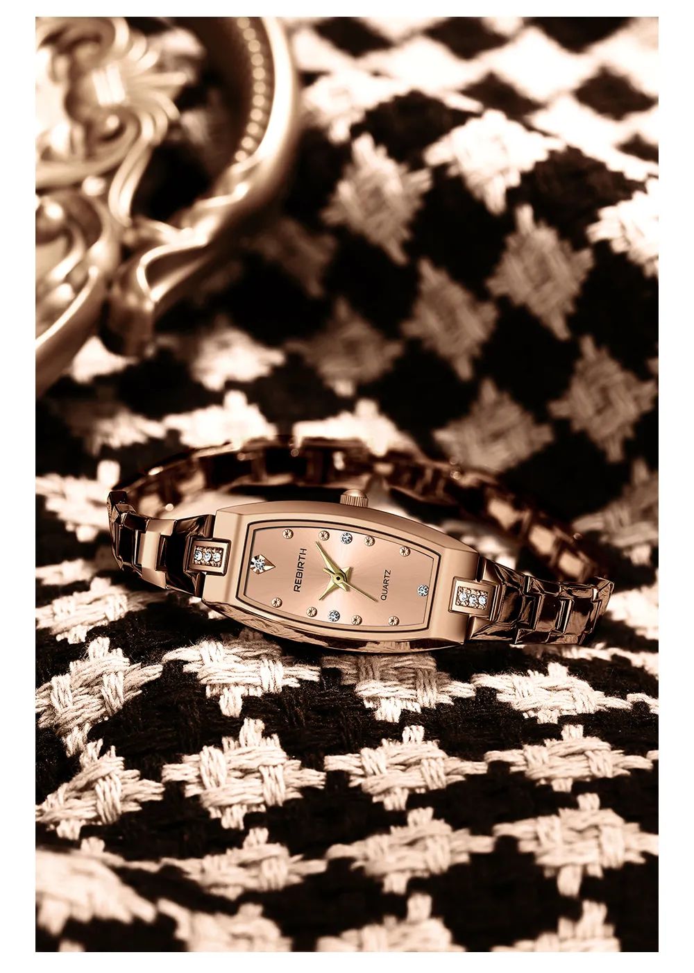 REBIRTH 2062 Watch | Original Style with 3atm Waterproofing Specs Elegant Timer Stainless Steel Case & Band + Diamond Spicings