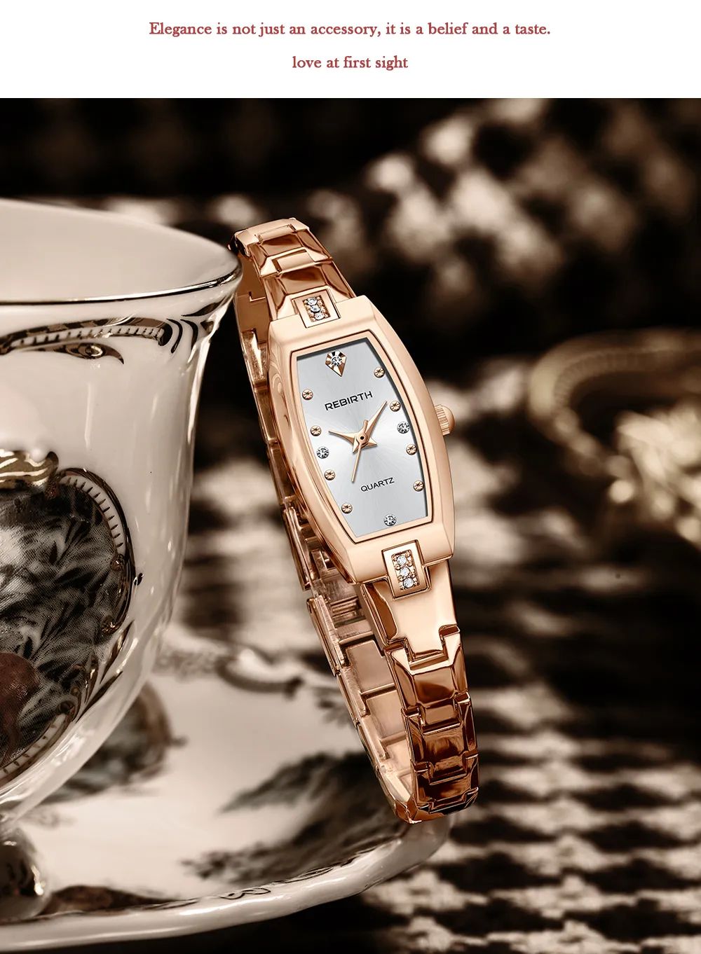 REBIRTH 2062 Watch | Original Style with 3atm Waterproofing Specs Elegant Timer Stainless Steel Case & Band + Diamond Spicings