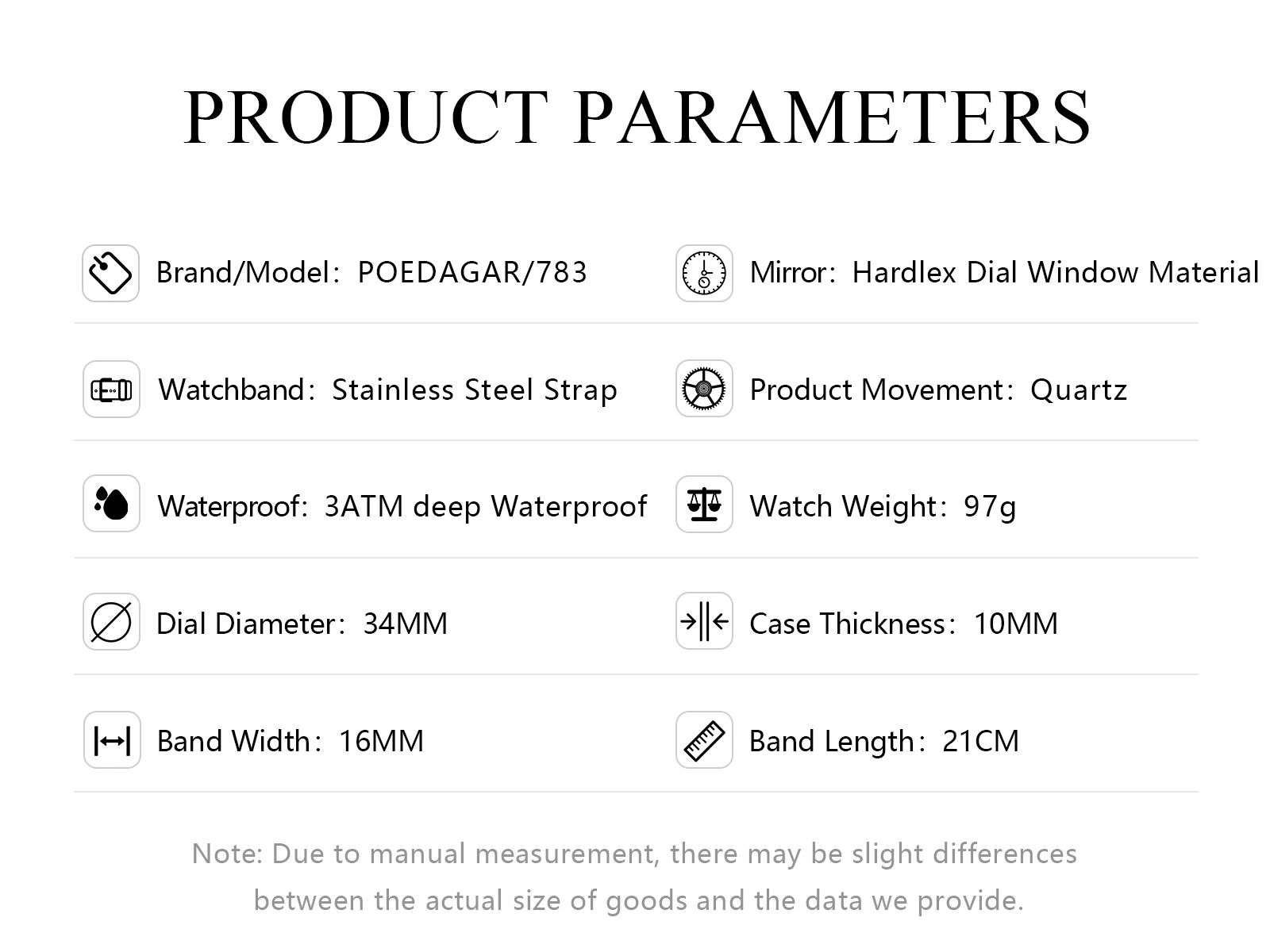 Rose Gold POEDAGAR 783 | High Quality Luxury Female Clock Watch Irregular Dial + Stainless Steel Case & Band Strap 3atm Waterproofing Quartz Movement