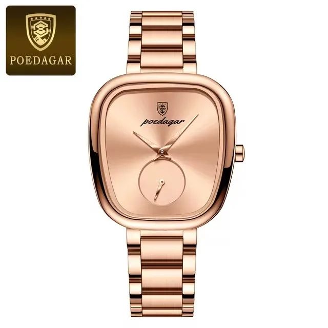 Rose Gold POEDAGAR 783 | High Quality Luxury Female Clock Watch Irregular Dial + Stainless Steel Case & Band Strap 3atm Waterproofing Quartz Movement