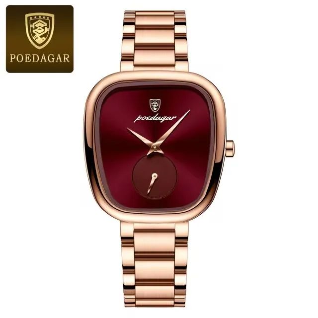 Rose Gold POEDAGAR 783 | High Quality Luxury Female Clock Watch Irregular Dial + Stainless Steel Case & Band Strap 3atm Waterproofing Quartz Movement