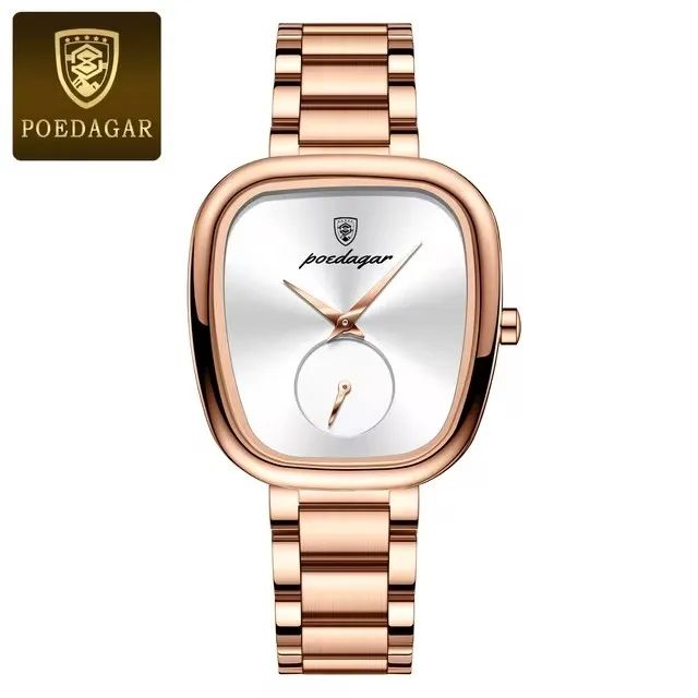 Rose Gold POEDAGAR 783 | High Quality Luxury Female Clock Watch Irregular Dial + Stainless Steel Case & Band Strap 3atm Waterproofing Quartz Movement