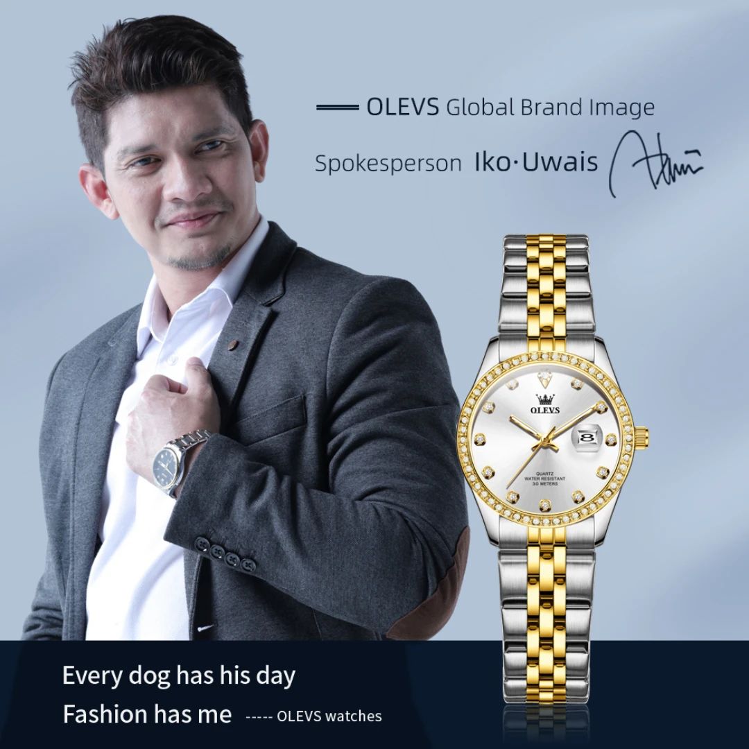 OLEVS 3629 Ladies 2025 - Fashionista Quartz Gift Clock with Round-dial Case Stainless Steel Watchband Elegant Classic Original Wristwatch + Diamond Dial Date Waterproof FIT