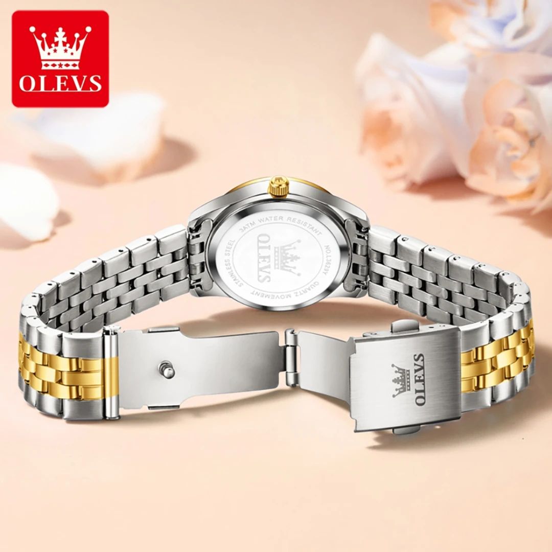 OLEVS 3629 Ladies 2025 - Fashionista Quartz Gift Clock with Round-dial Case Stainless Steel Watchband Elegant Classic Original Wristwatch + Diamond Dial Date Waterproof FIT
