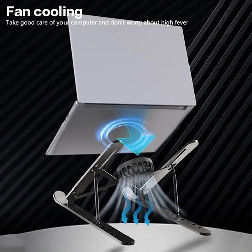 Foldable Portable Metal Laptop Stand With Detachable Fan