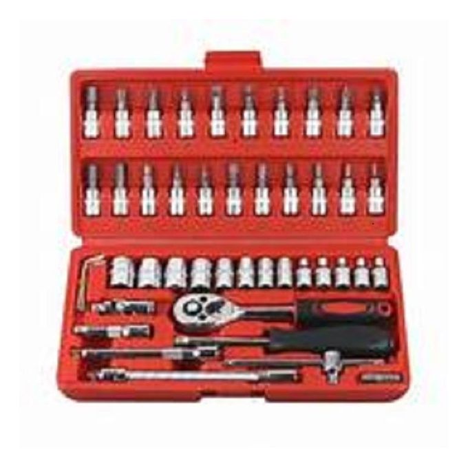 46 Piece 1/4 Inch Socket Wrench Set Metric Tool Kit With Wrench Handle Chrome Vanadium Ratchet Screwdriver Socket Set For Car Motorcycle Repair. The screwdriver handle can meet batch head (a word cr