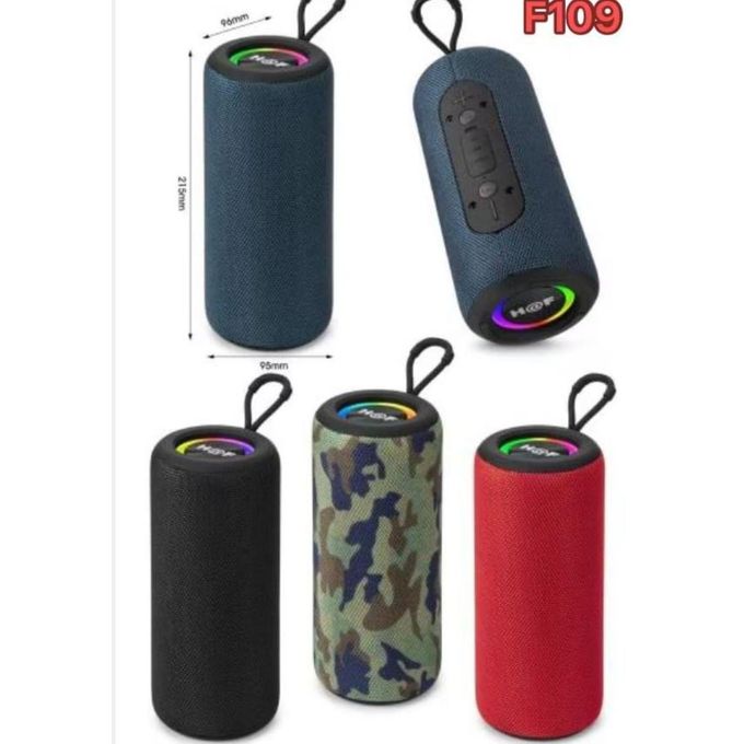 HF-F109 WIRELESS BLUETOOTH SPEAKER (USB/TF Card, HIFI, Lightweight, Portable, In-built Mic, Colourful Lights, X Bass, FM Radio)Bluetooth Speaker. It's perfect for the gym, home, school or outdoor trav